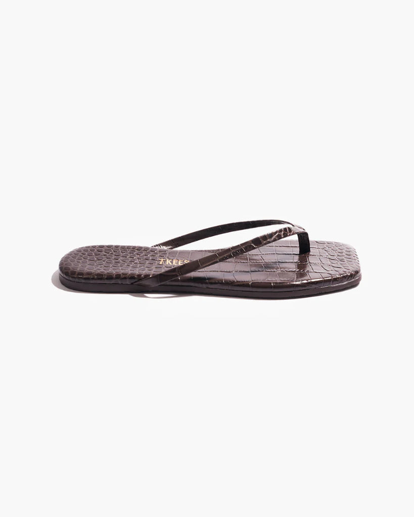 Square Toe Lily Croc in Carob
