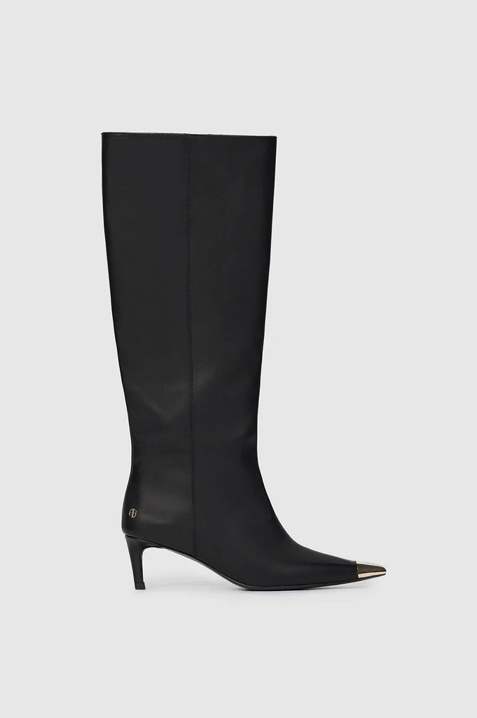 Tall Nina Boots with Metal Toe Cap in Black