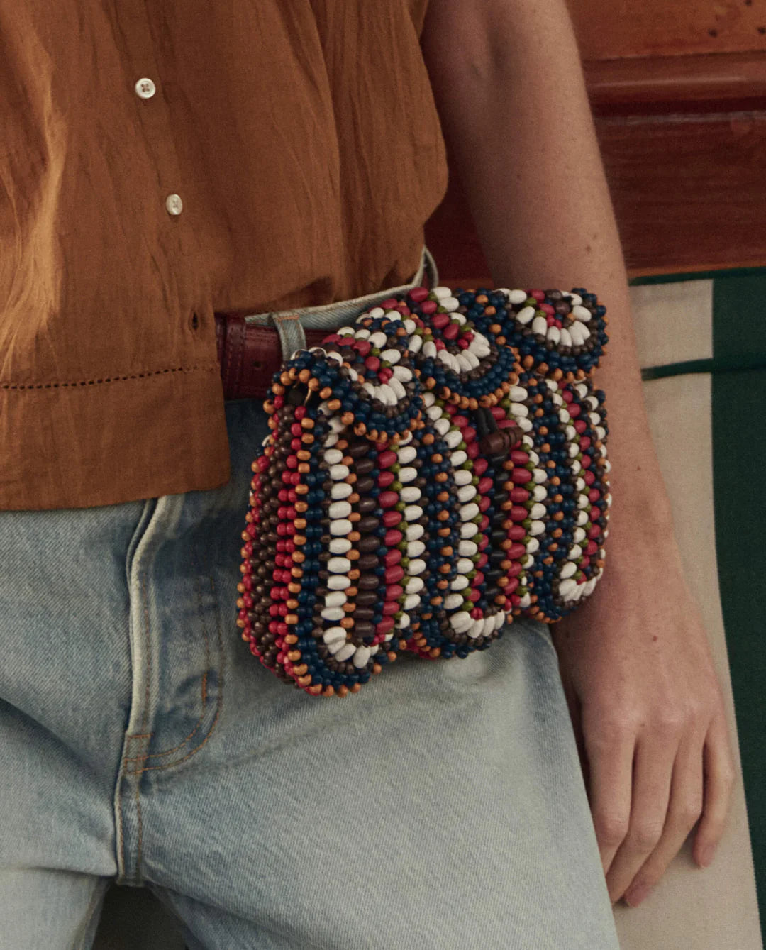 The Beaded Clutch. Cabana Stripe