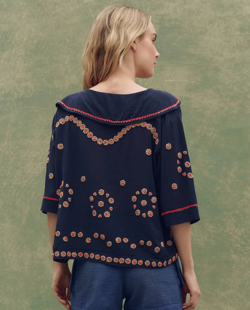 The Beaded Vintage Sailor Top. Navy