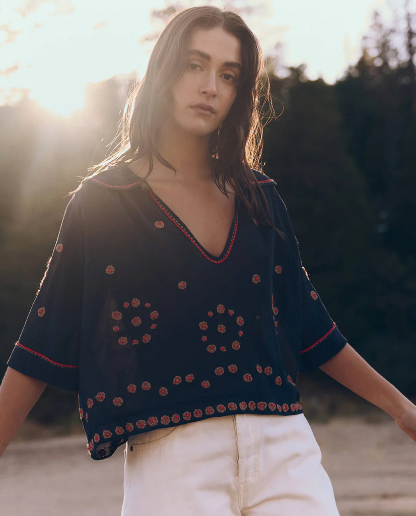 The Beaded Vintage Sailor Top. Navy