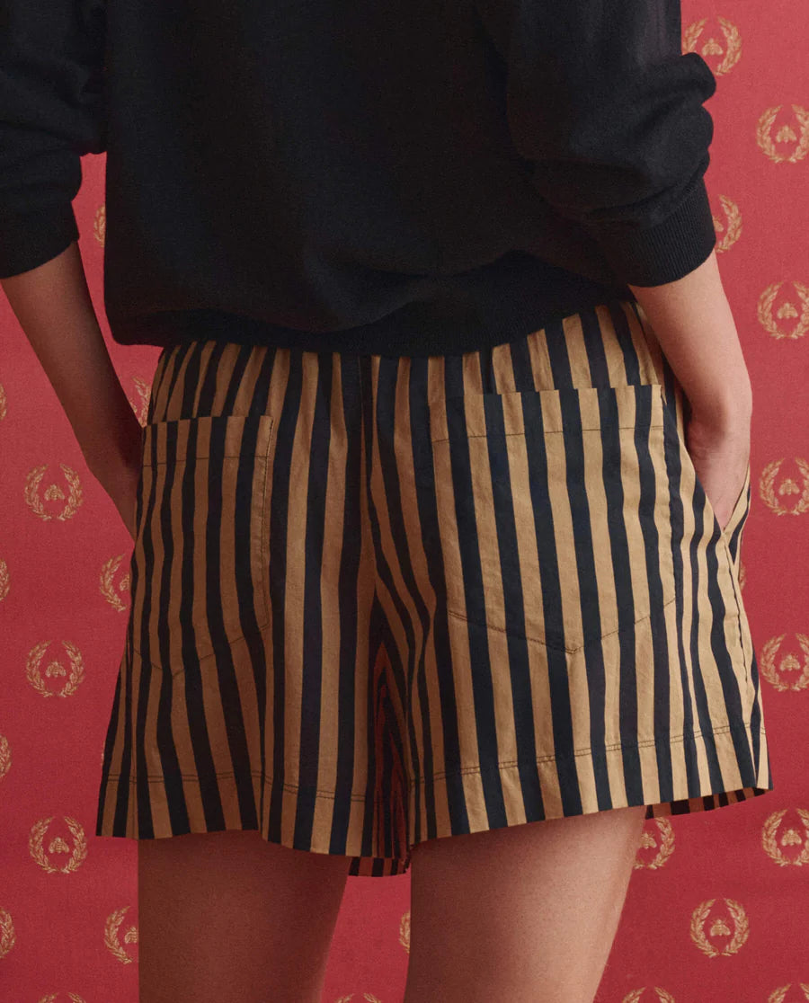 The Boxer Short. Khaki/Black Club Stripe