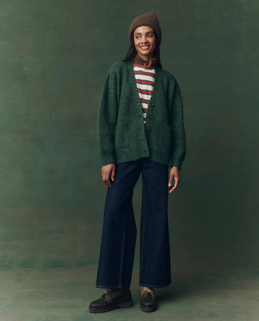 The Brushed Melange Cardigan. Meadow Green