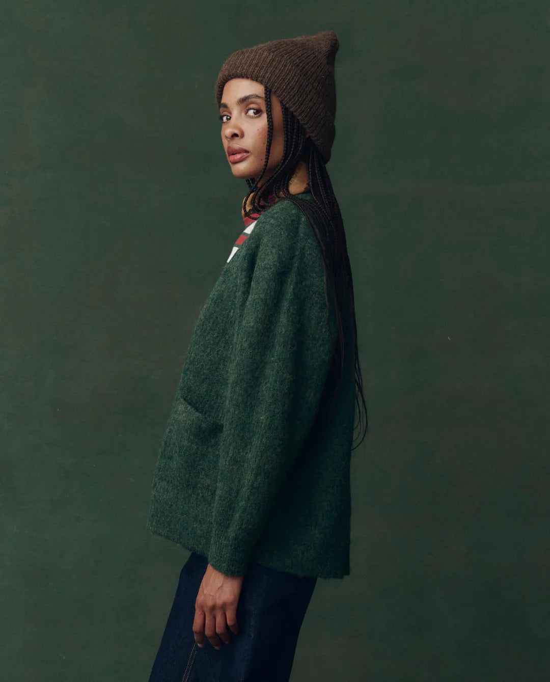 The Brushed Melange Cardigan. Meadow Green