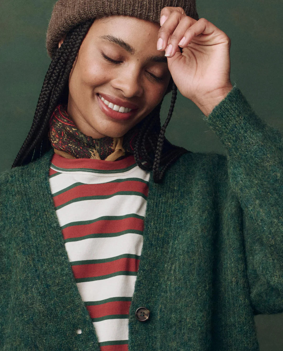 The Brushed Melange Cardigan. Meadow Green