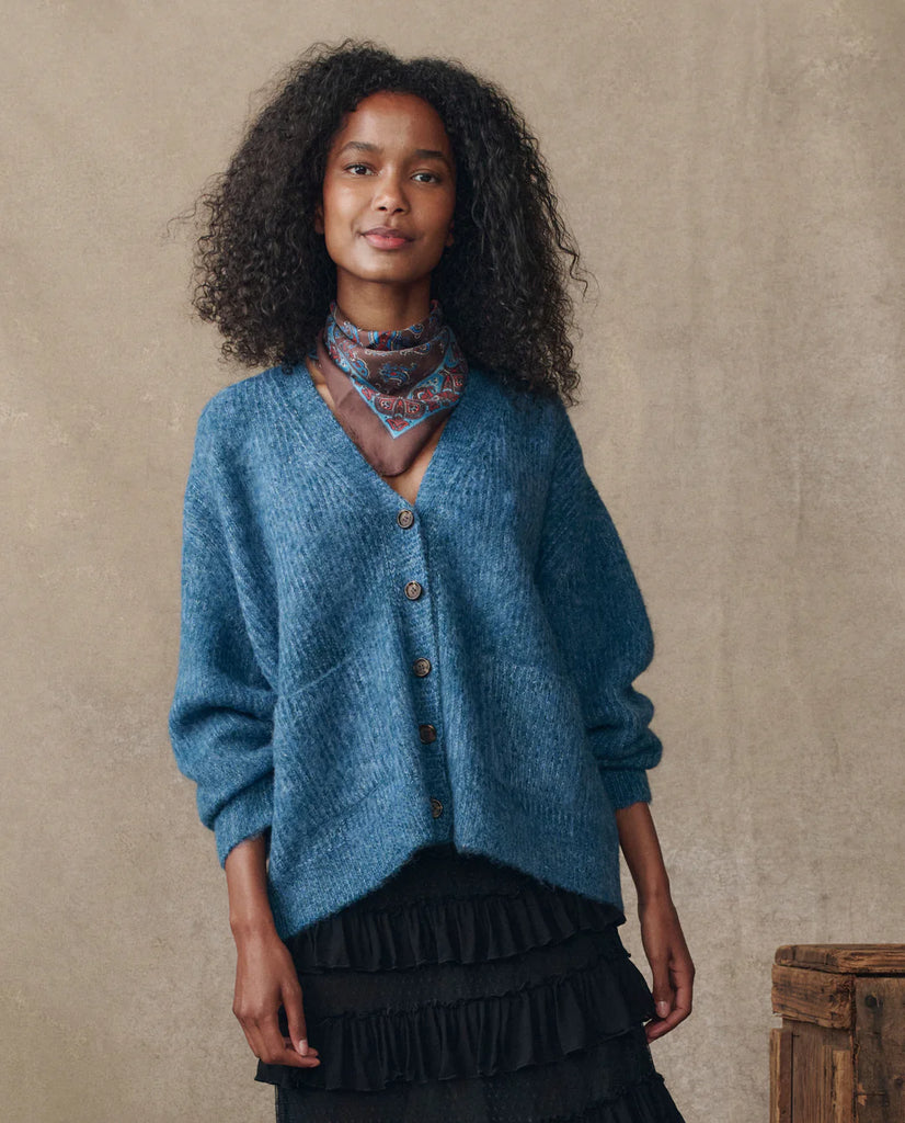 The Brushed Melange Cardigan. Wintertide Blue