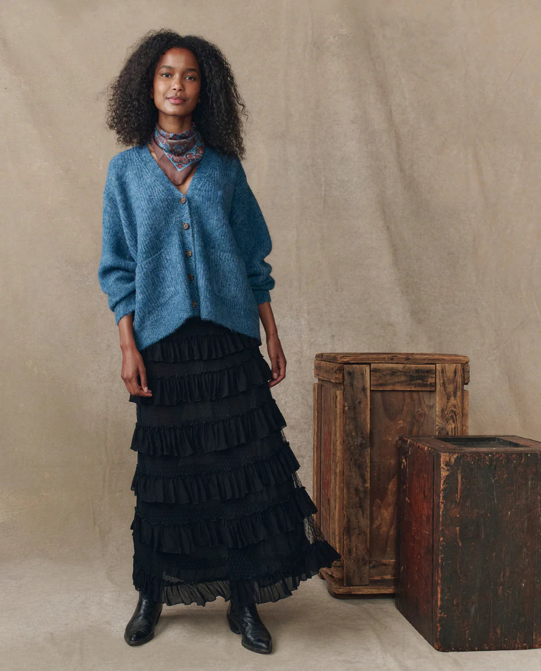 The Brushed Melange Cardigan. Wintertide Blue