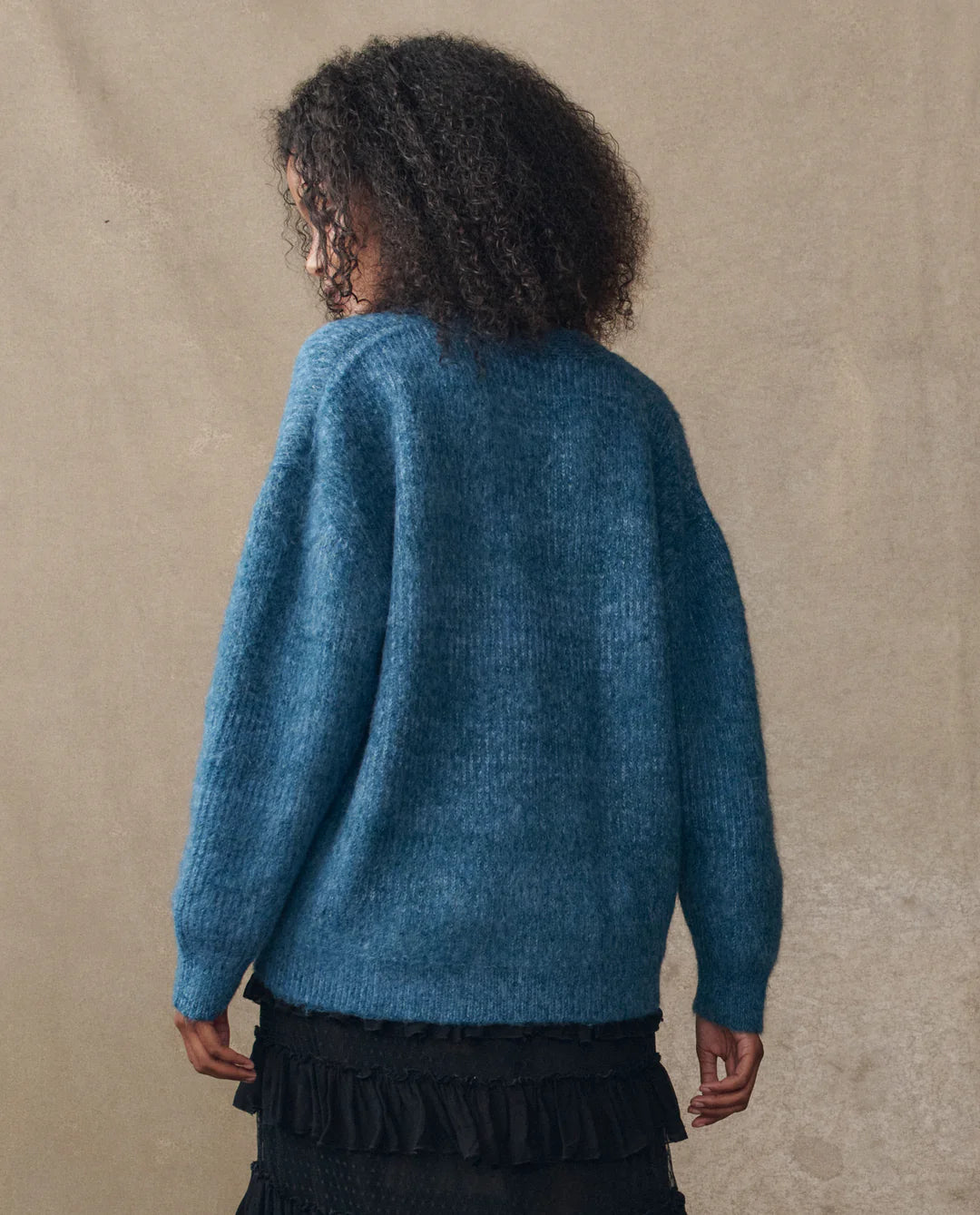 The Brushed Melange Cardigan. Wintertide Blue