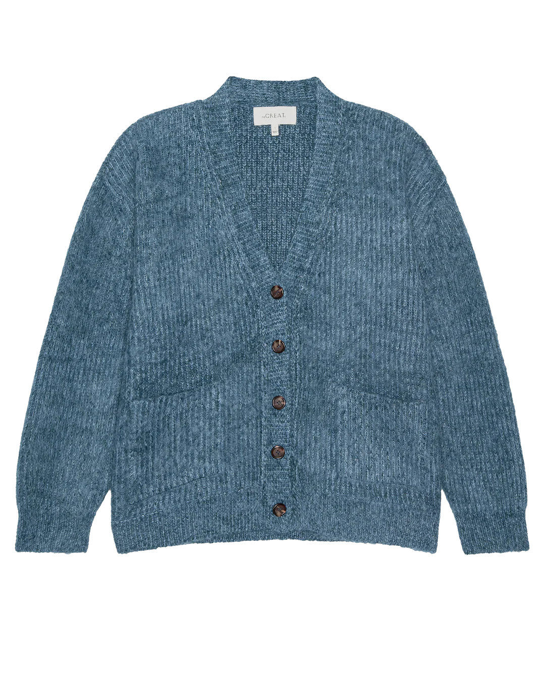 The Brushed Melange Cardigan. Wintertide Blue