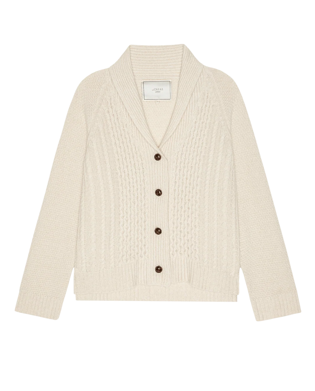 The Cashmere Cable Lodge Cardigan. Cream