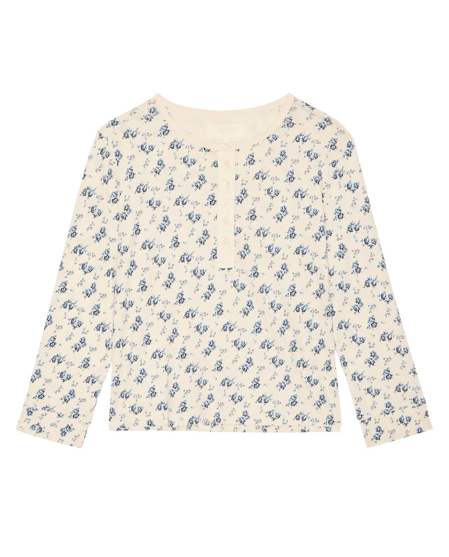 The Crop Sleep Henley. Indigo Rose