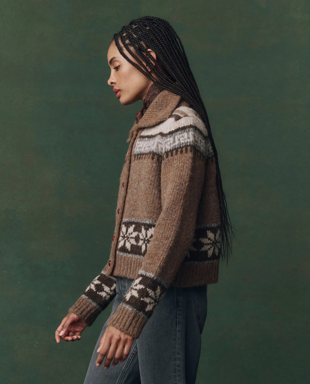 The Nordic Scholar Cardigan. Hickory Fair Isle