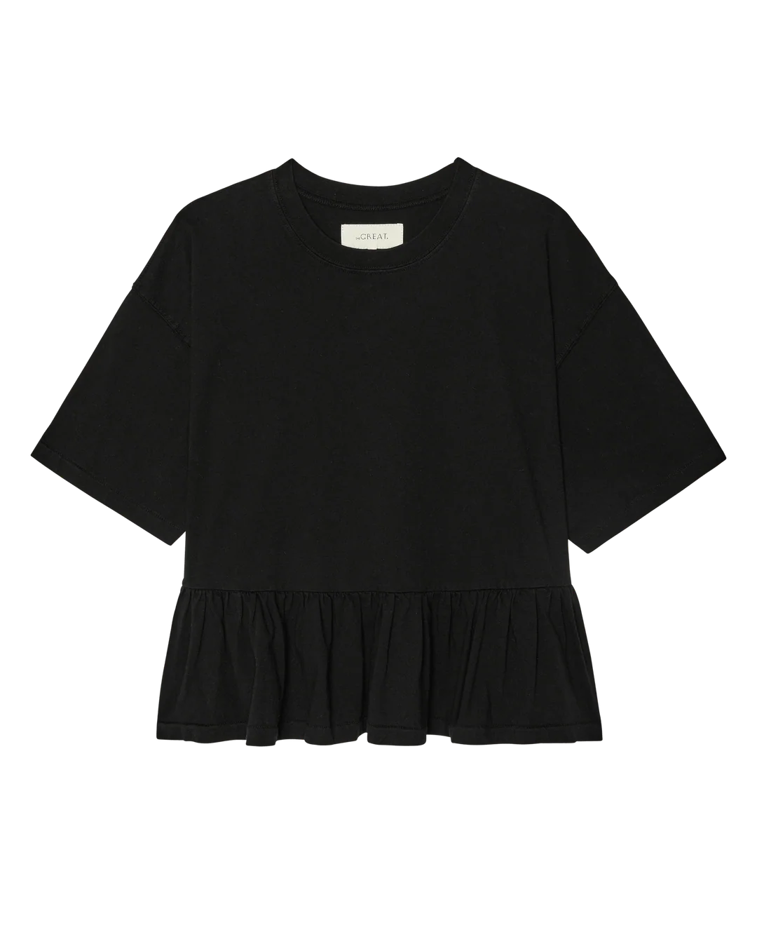 The Oversized Ruffle Peplum Tee. True Black