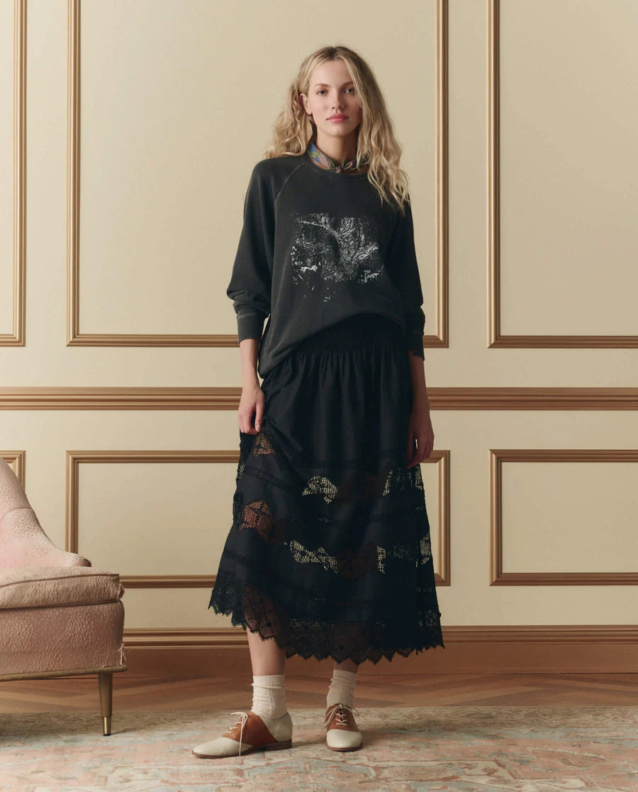 The Rosette Crochet Canary Skirt. Black