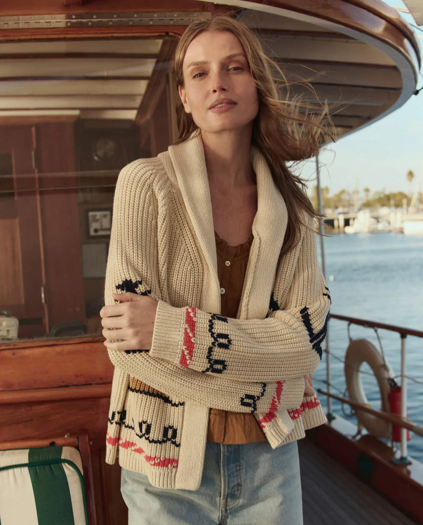 The Sailboat Lodge Cardigan. Cream