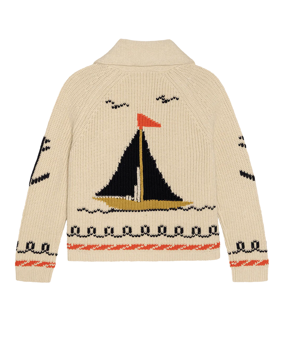 The Sailboat Lodge Cardigan. Cream