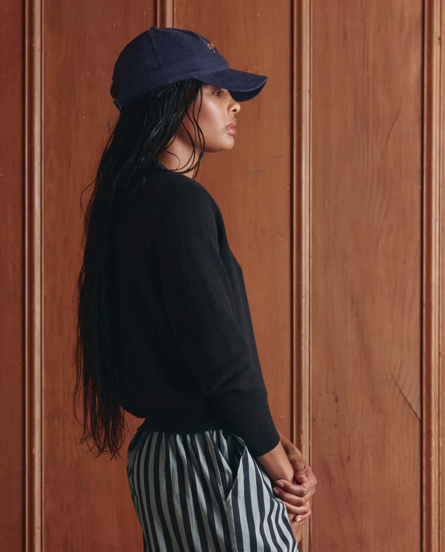 The Shrunken V Neck Cardigan. Black