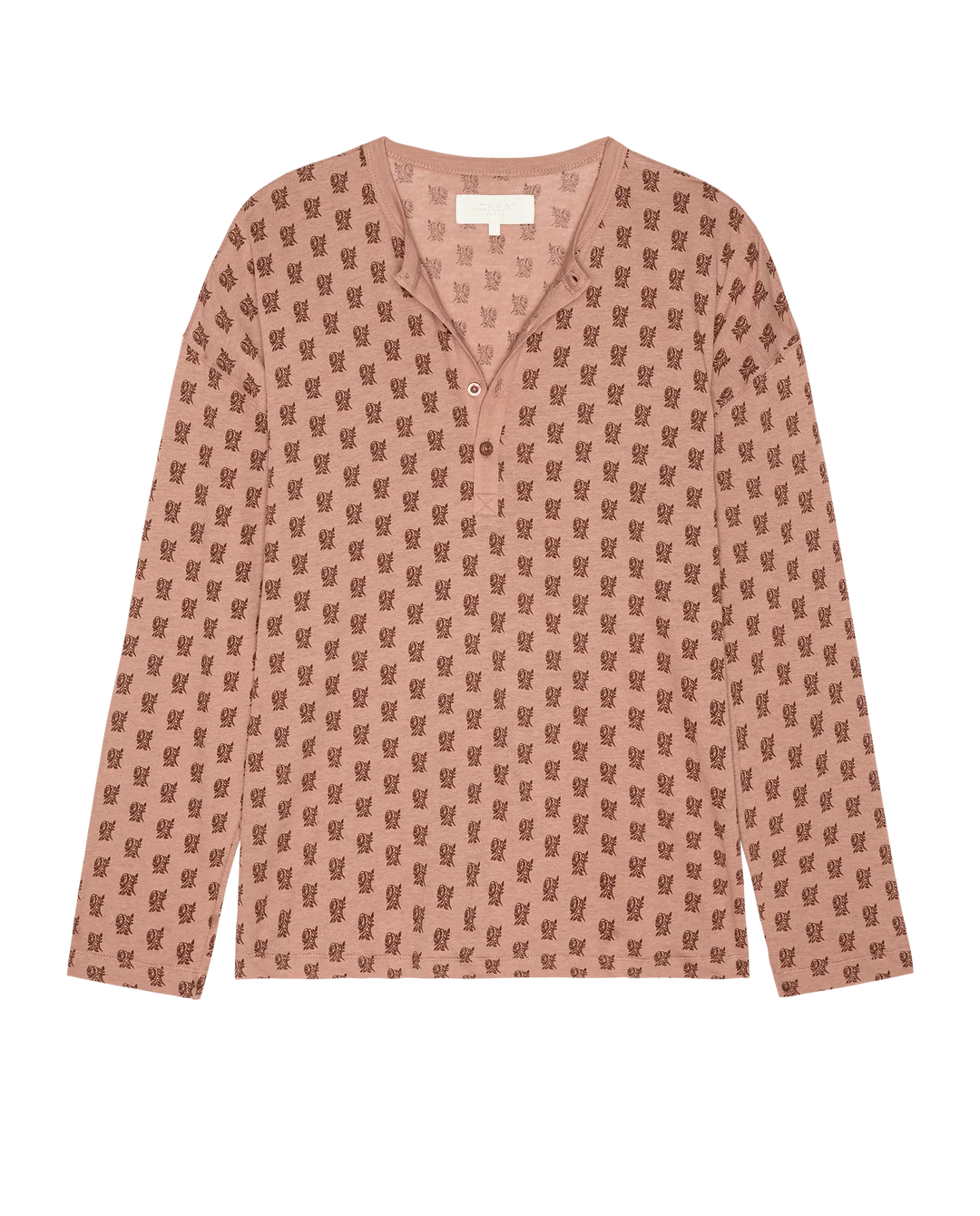 The Slouch Sleep Henley. Rose Print