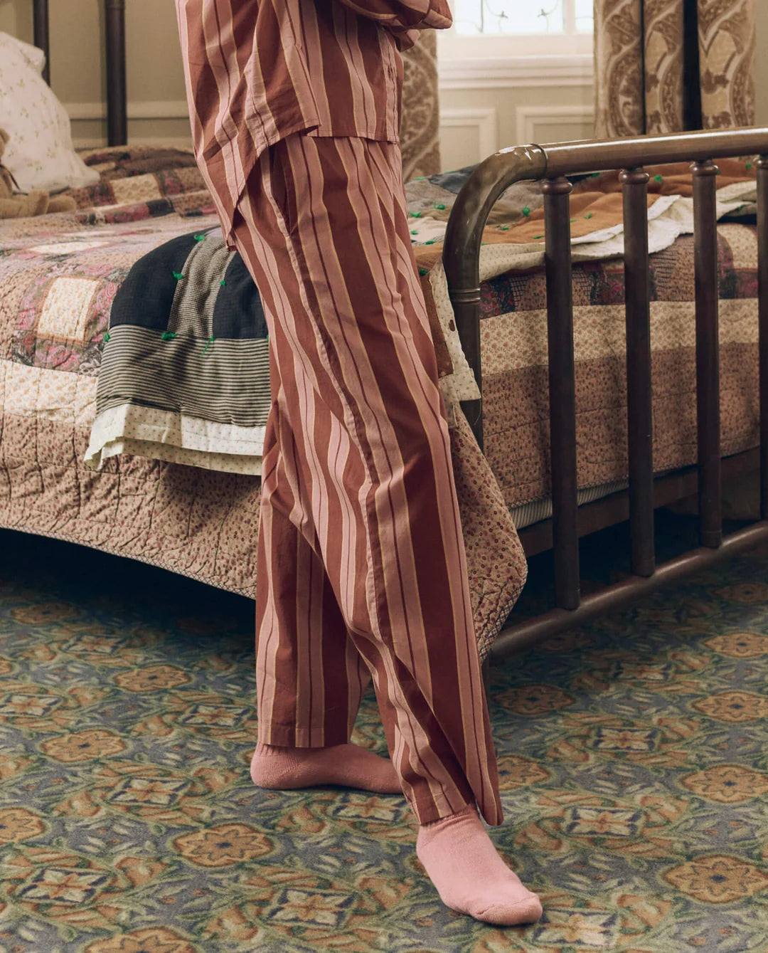 The Smocked Sleep Pant. Ganache Stripe