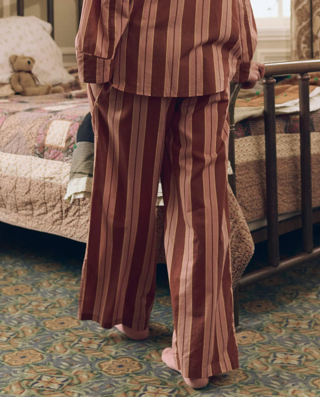 The Smocked Sleep Pant. Ganache Stripe