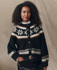 The Snowflake Ice Rink Cardigan. Black - m