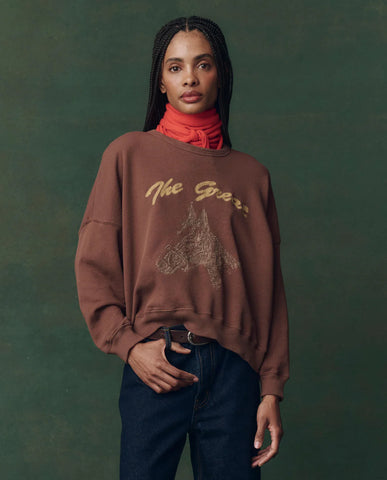 The Teammate Sweatshirt with Horse Embroidery. Umber