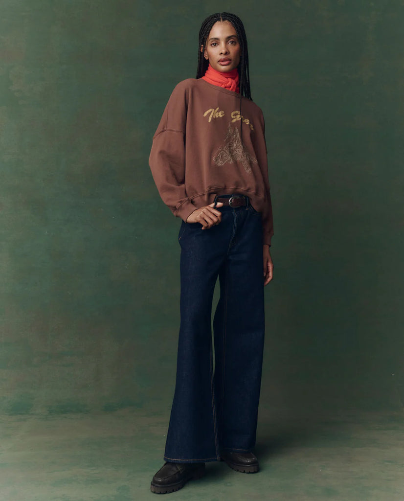 The Teammate Sweatshirt with Horse Embroidery. Umber