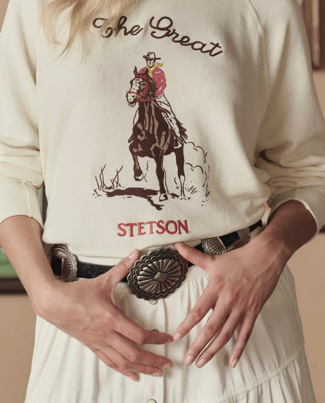 The Tooled Leather Concho Belt. Black With Silver