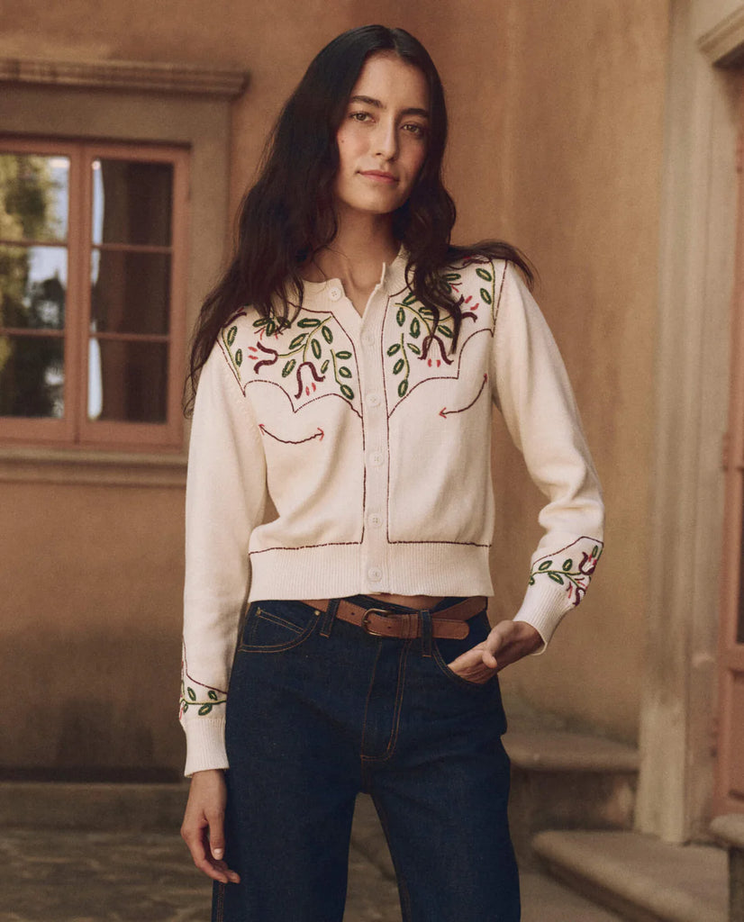 The Western Beaded Cardigan. Natural