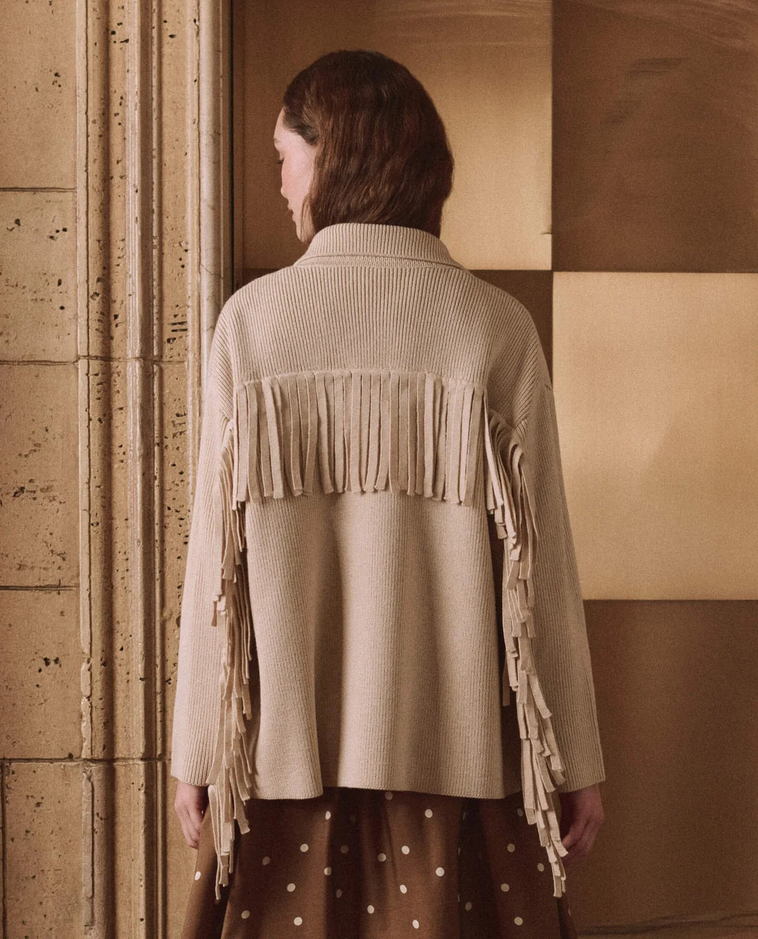 The Western Fringe Sweater Jacket. Natural