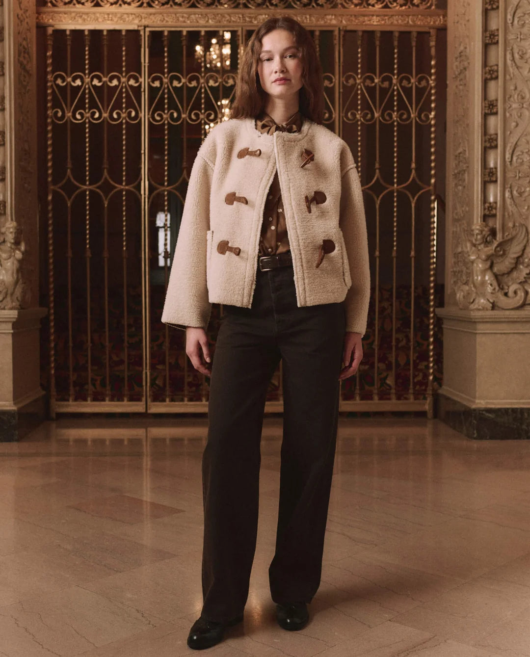 The Woodside Toggle Coat. Cream