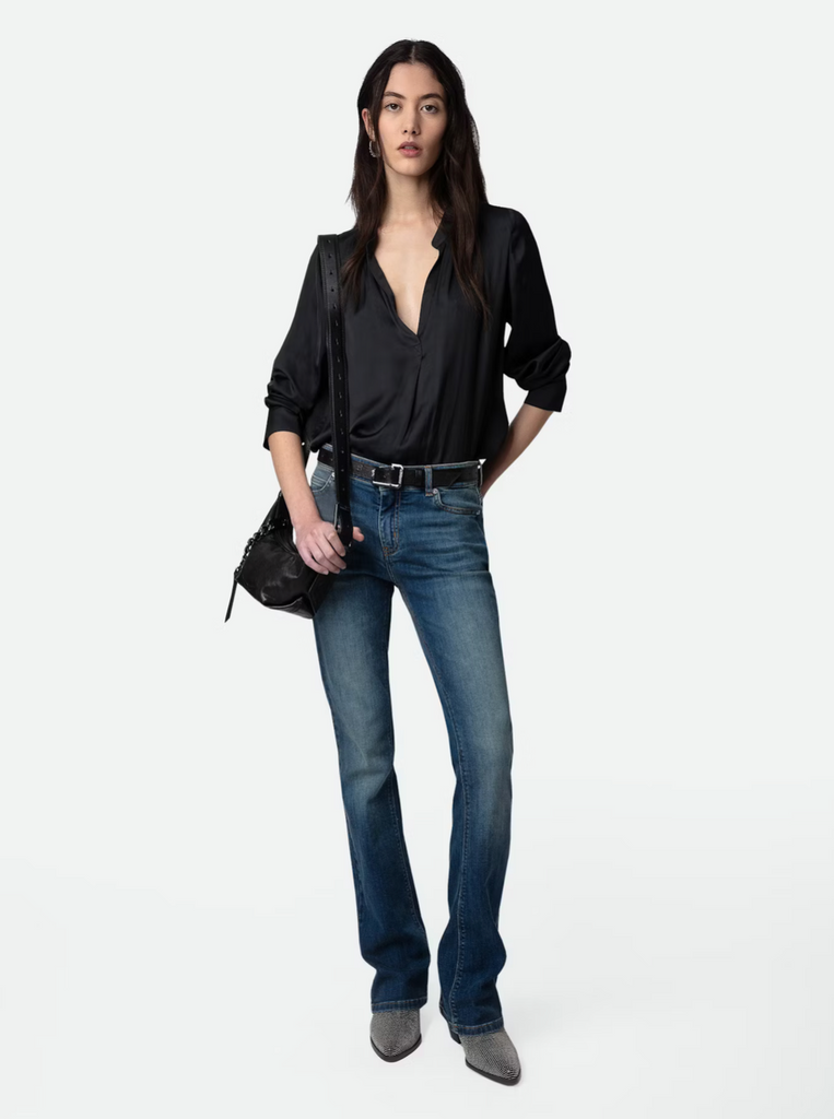 Tink Satin Blouse in Noir