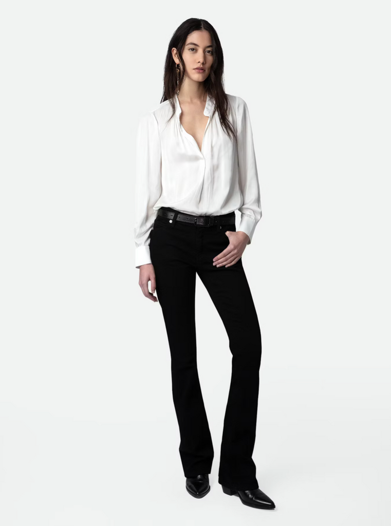 Tink Satin Blouse in Ecru