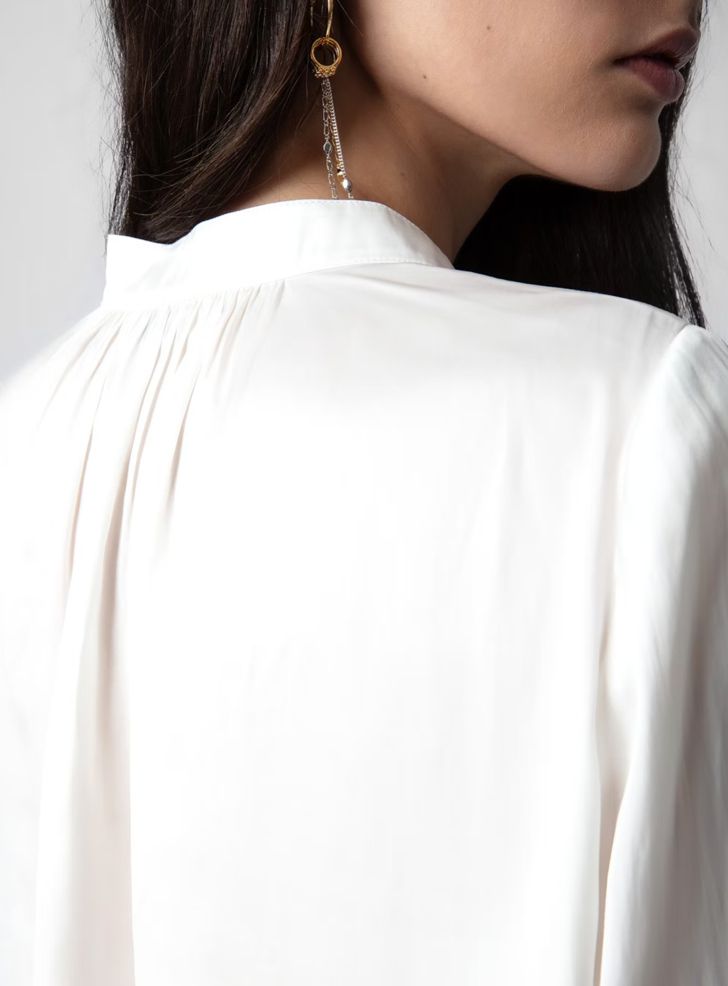 Tink Satin Blouse in Ecru
