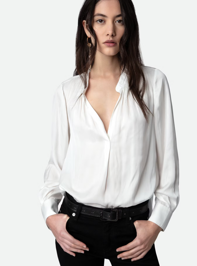 Tink Satin Blouse in Ecru
