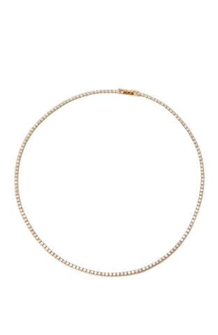 Tish Tennis Necklace in Gold and Clear Crystals