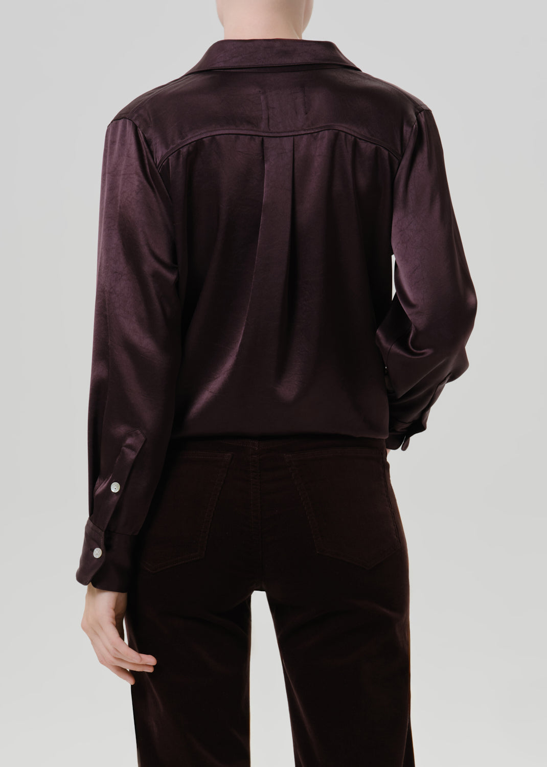 Tullah Japanese Hammered Satin Shirt in Espresso