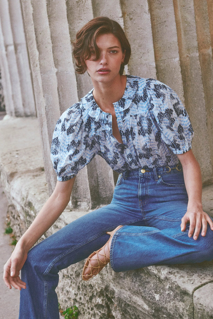 Amaria Cotton Top in Ciel