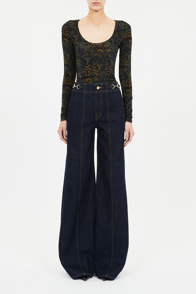 Aris Jersey Long Sleeve U-Neck Top in Desert Jasper