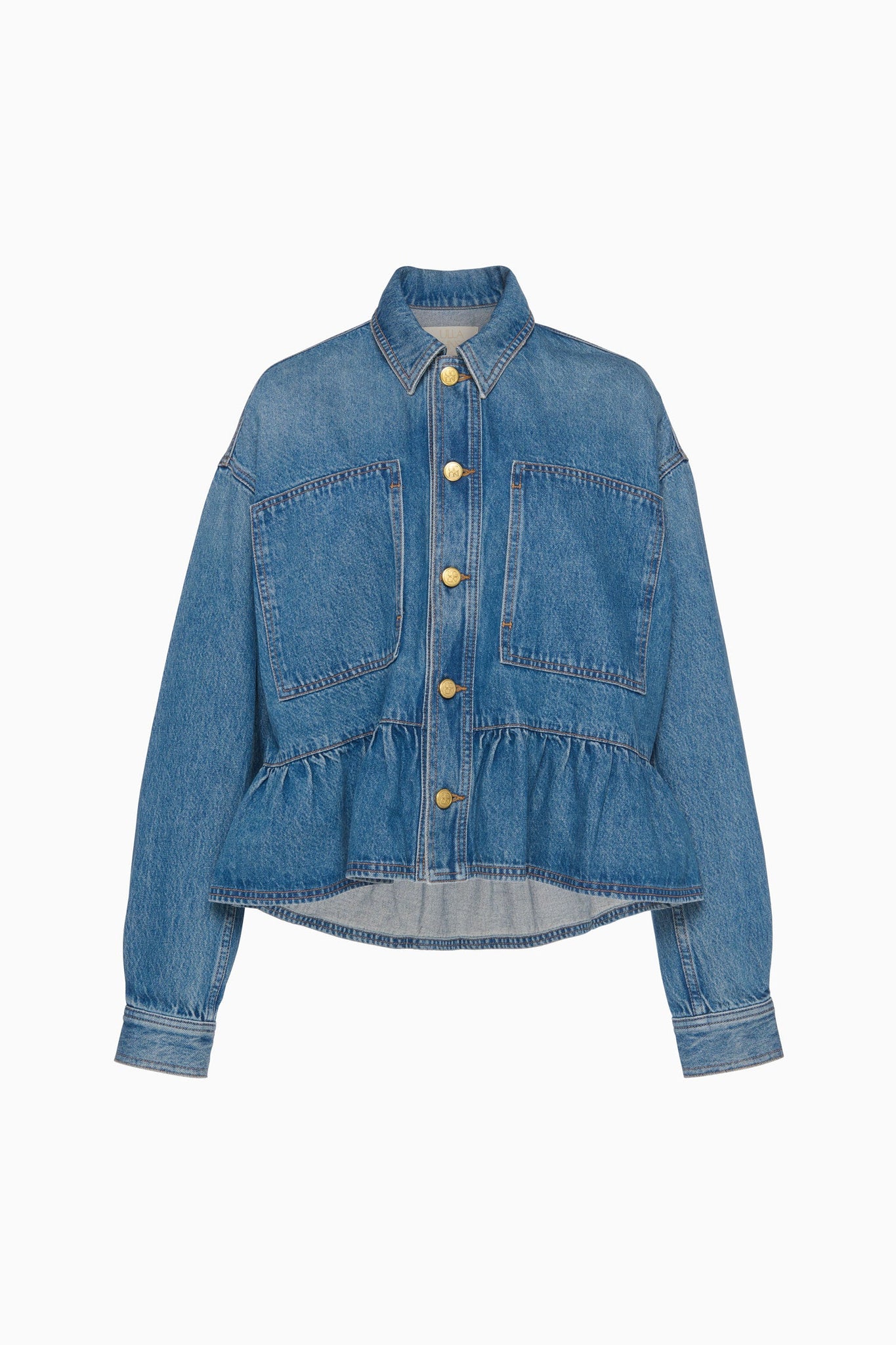 The Arquette Denim Peplum Jacket in Danube