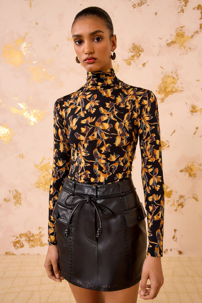 Aurelia Jersey Long Sleeve Turtleneck Top in Solaris