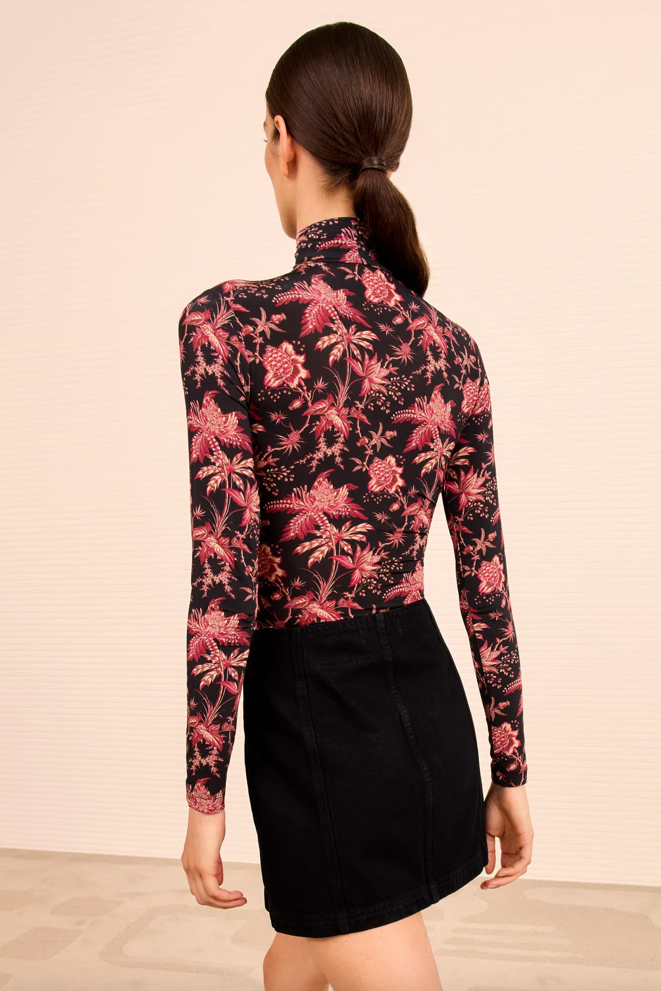 Aurelia Jersey Long Sleeve Turtleneck in Midnight Lily