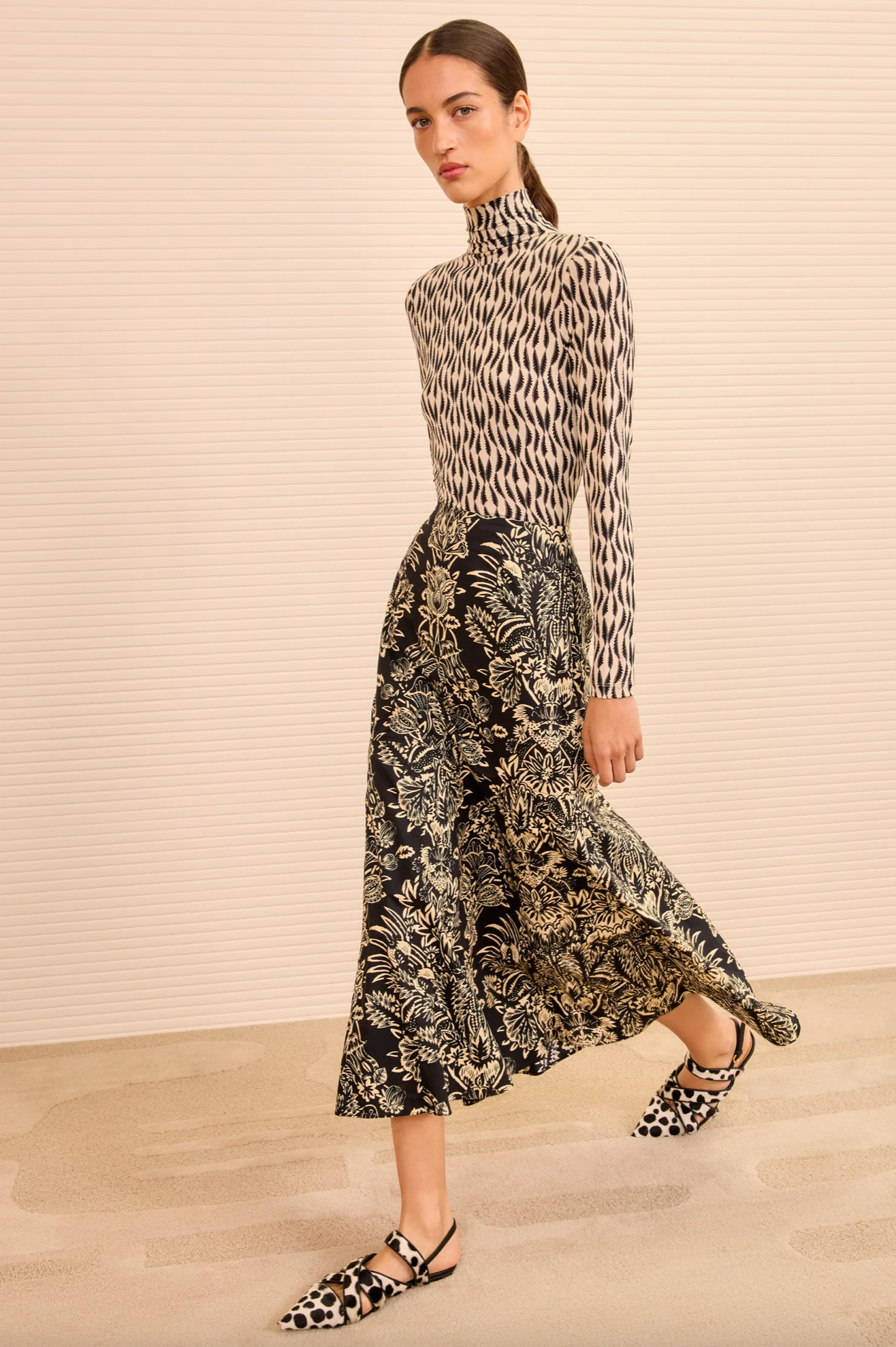 Aurelia Jersey Long Sleeve Turtleneck in Silhouette