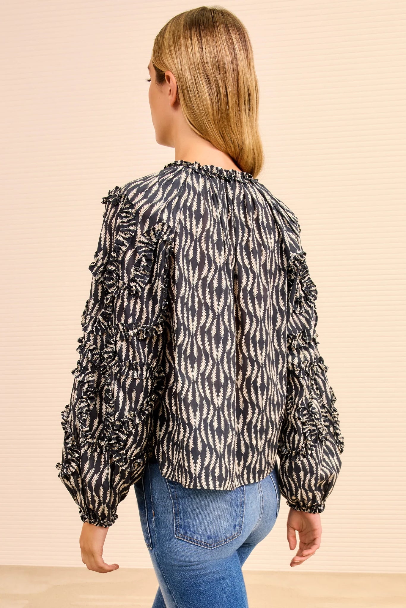 Azrou Cotton Long Sleeve Blouse in Graphite