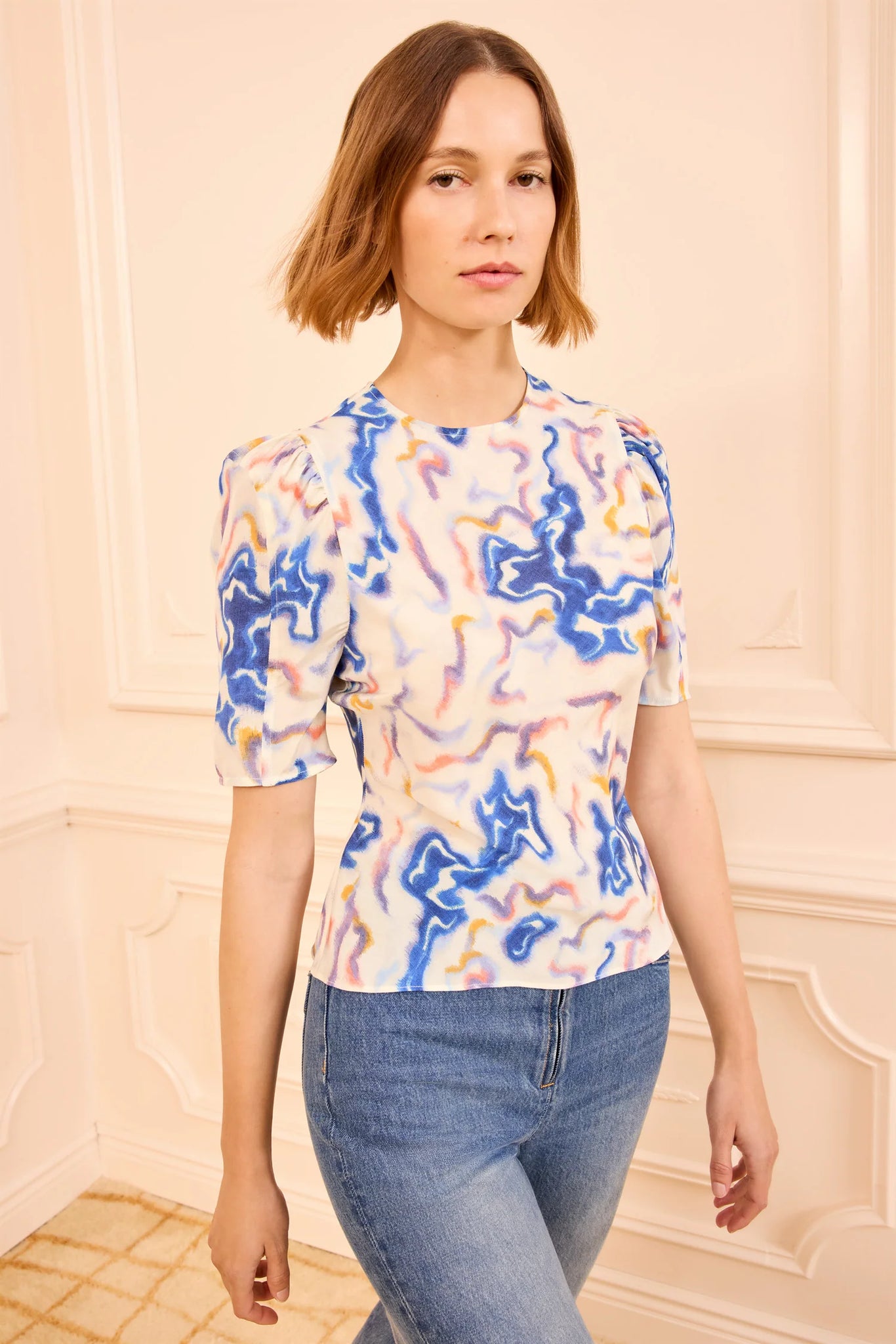 Corine Silk Top in Geode