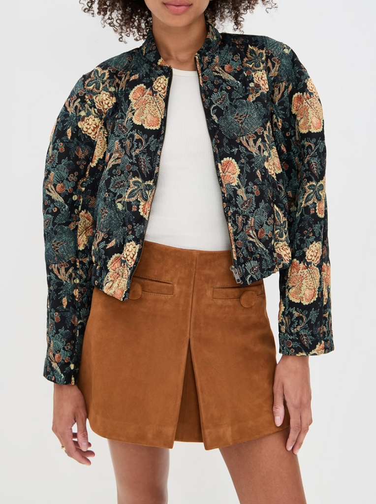 Lavinia Silk Quilted Bomber Jacket in Nuit