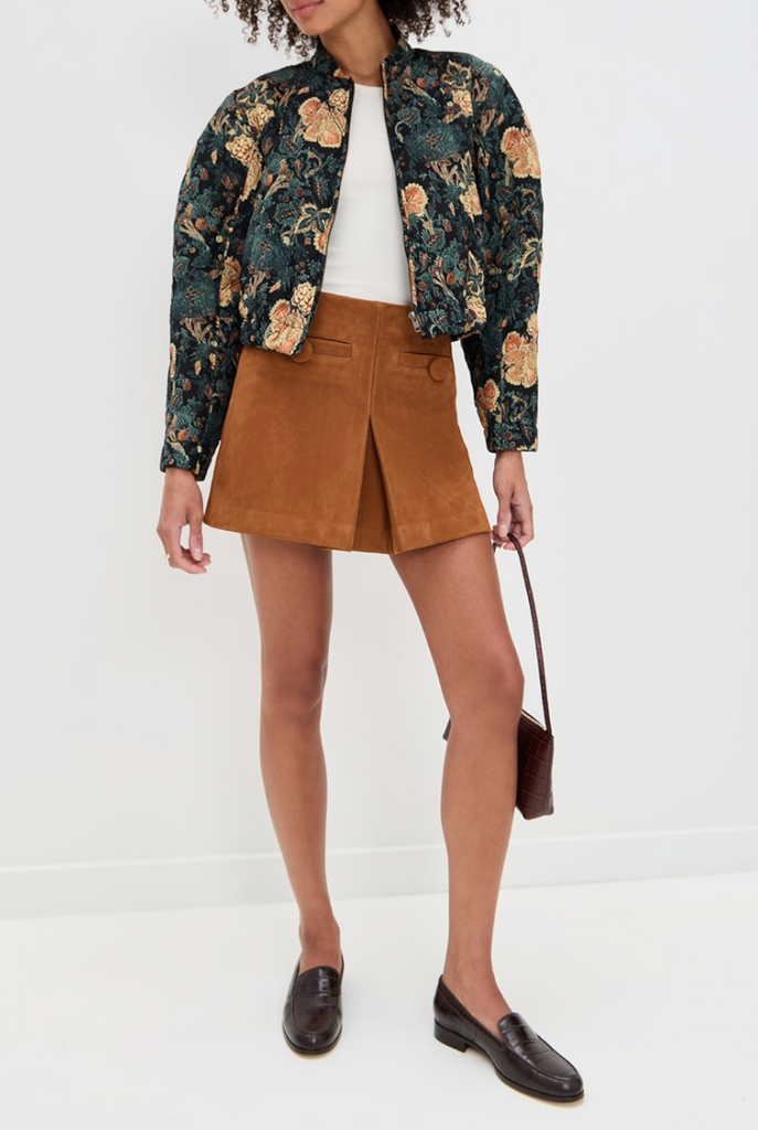 Lavinia Silk Quilted Bomber Jacket in Nuit
