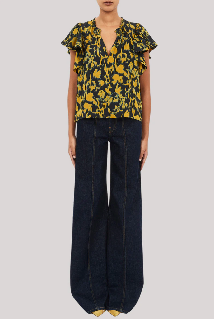 Lilo Flutter Sleeve Blouse in Verdite