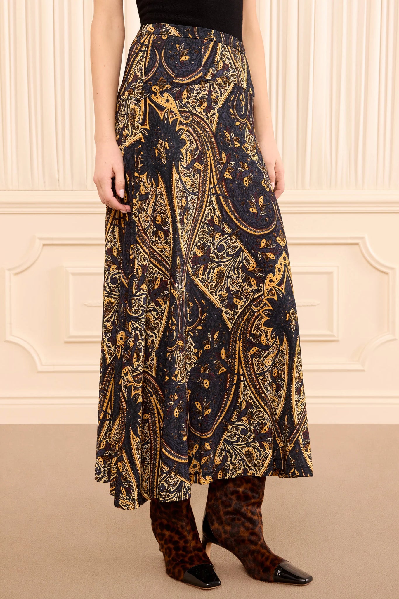 Paola Jersey Skirt in Twilight Paisley