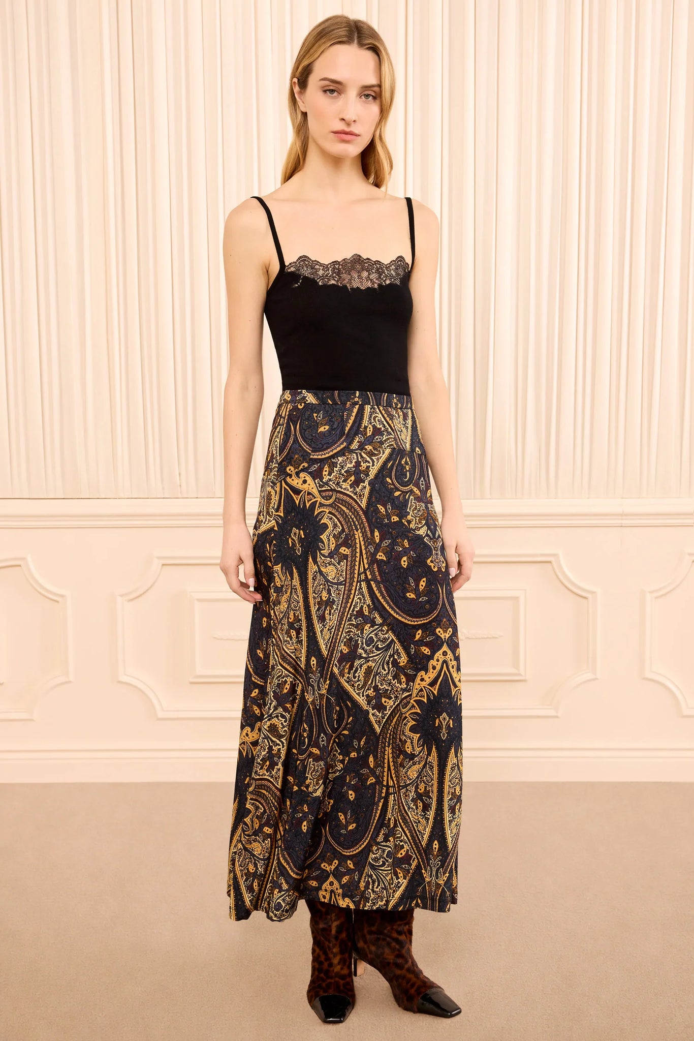 Paola Jersey Skirt in Twilight Paisley